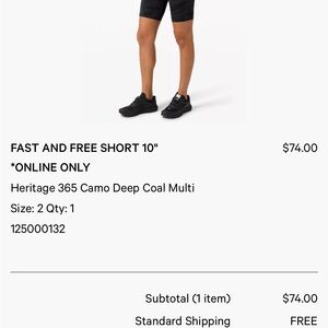 Lululemon fast and free camo short size 4